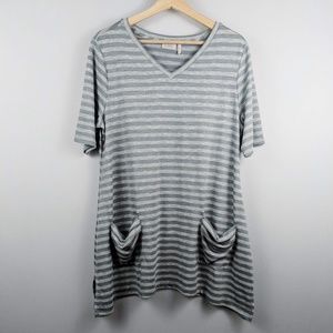 LOGO Lori Goldstein Stripe Pocket Swing Tunic